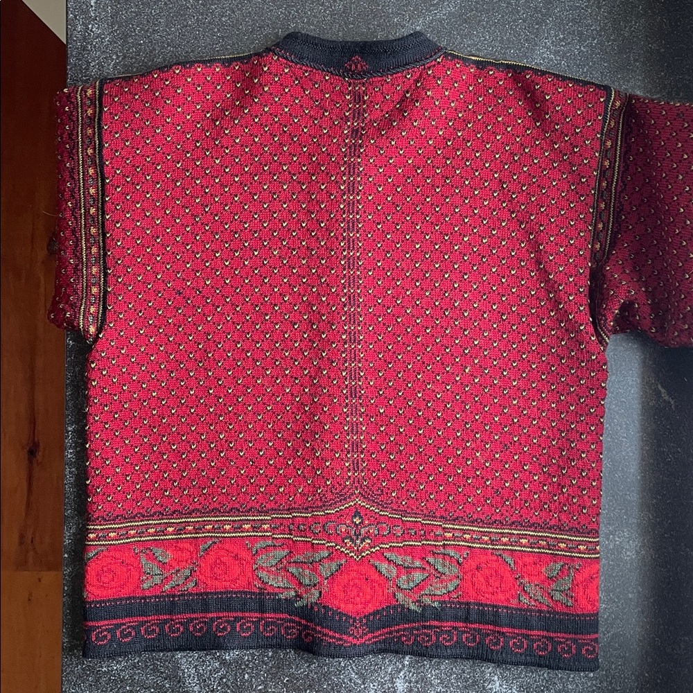 Dale of Norway Vintage Cardigan Sweater Women’s Large (L) Red Black Floral - Picture 4 of 15
